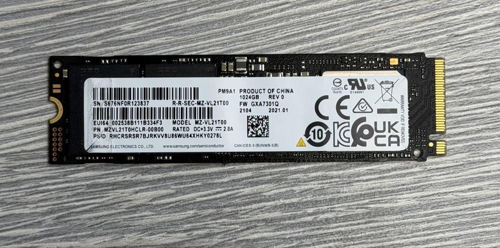 SSD 1 TB Samsung NVME M2 / 100% / 14 годин