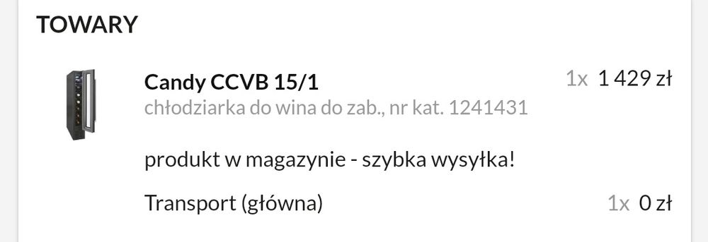 Prawie nowa chłodziarka Candy CCVB 15/1