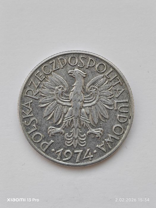 Moneta 5zl **RYBAK**1974 rok