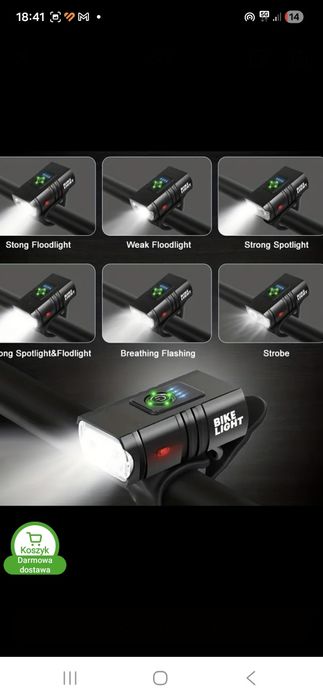 Lampka  Rowerowa USB.Super Mocna