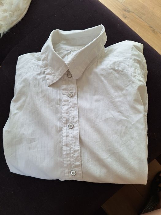 Koszula biała elegancka na guziki shirt white z kołnierzykiem oversize