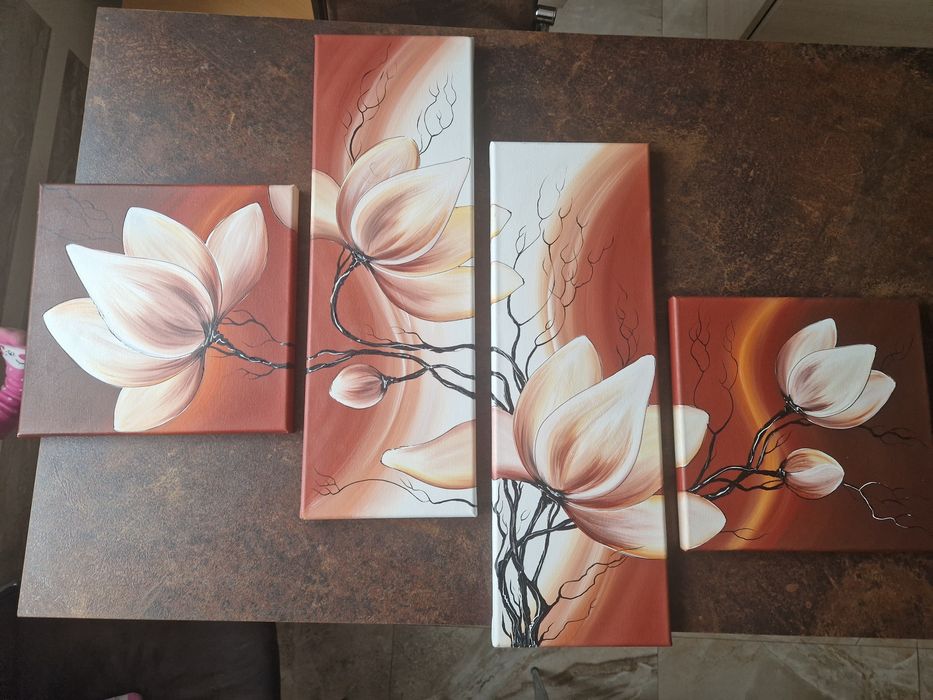 Obraz tryptyk gałąź kwiaty