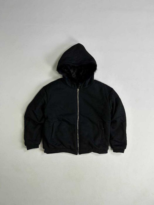 MA-1 бомбер черный мех двостороння куртка хутро зіпка чорний black S M