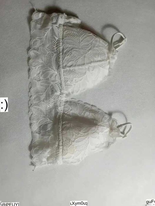 Primark bralette XS 34/36 biały koronkowy biustonosz bez fiszbin