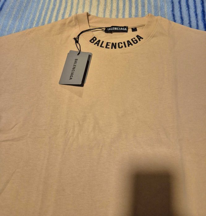 Nowa piekna modna koszulka OVERSIZE bezowa Balenciaga Paris XL okazja