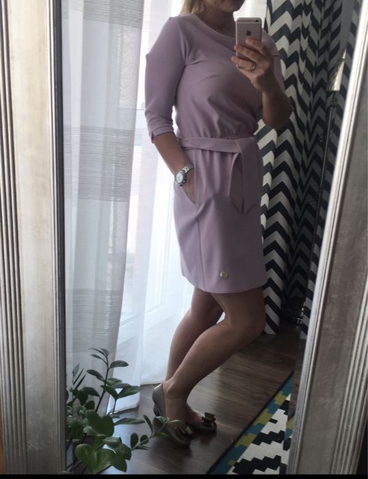 Sukienka mini pudrowy róż M