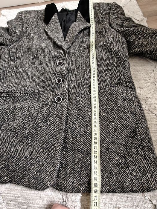 Wełniana damska marynarka żakiet w jodełkę 40/42 L