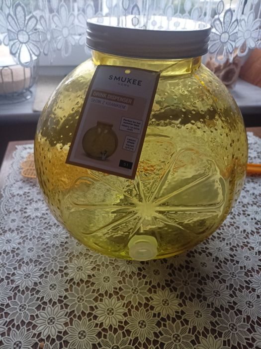 Słój z kranikiem cytryna szklany