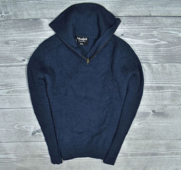 Vikafjell Wełniany Męski Sweter Trekkingowy Zip Neck Xxl