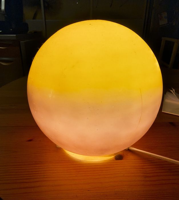 Lampa Kula MASSIVE Belgia Vintage Space Age Lata 70/80 Miodowa Retro