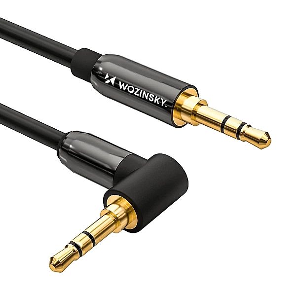 Wozinsky kabel AUX kątowy (męski-męski) kabel mini jack 2 m czarny