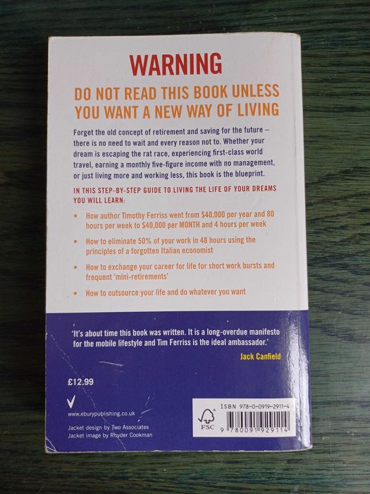 Livro "The 4-Hour Work Week"