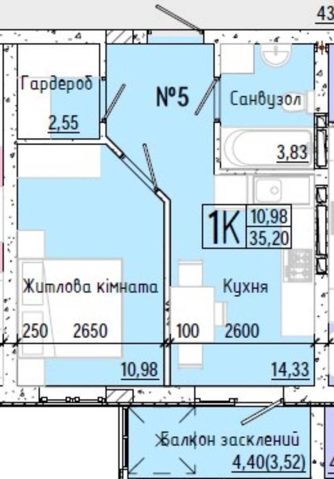 1-кімнатна квартира за адресою вул. Спортивна (площа 35 м²) - Atlanta.ua - фото 13