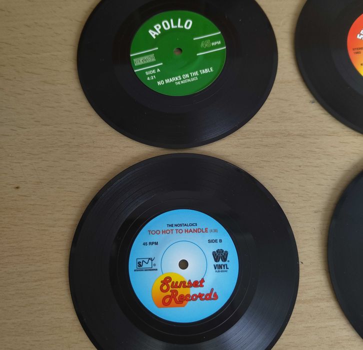 6 Bases de Copos Vinyl CD DJ Retro