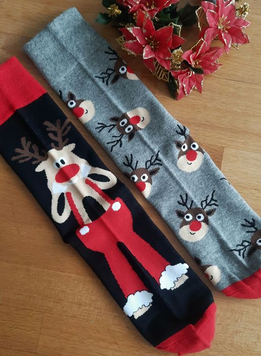 Skarpety 2 pary Bawełna Świąteczne męskie w renifery Moraj R. 43-45