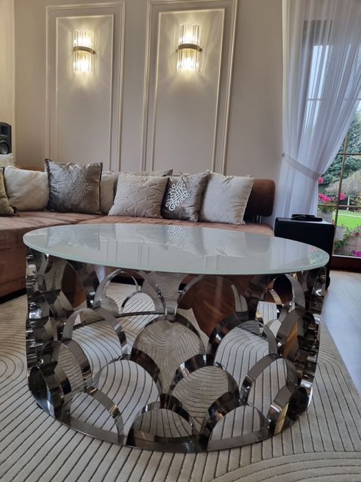 Srebrny stolik 100cm średnicy