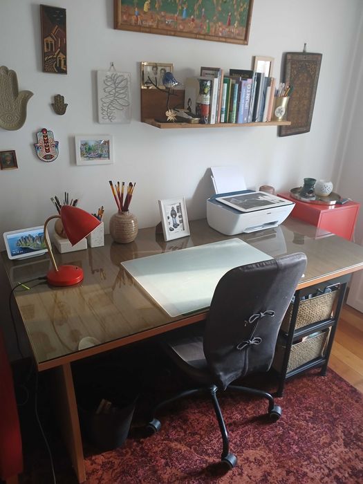 Secretaria com tampo vidro