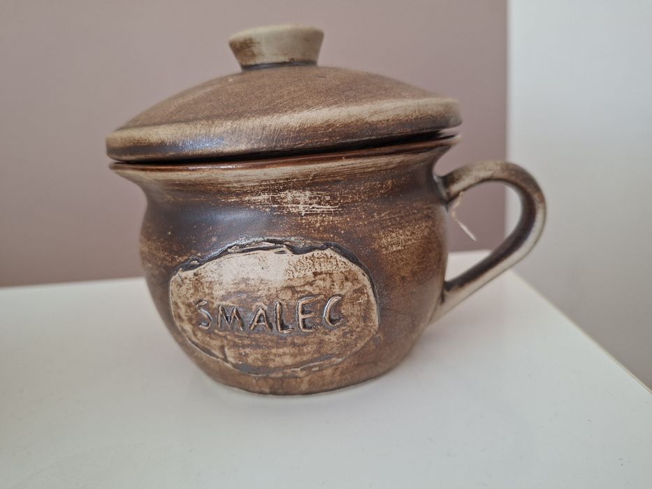 Pojemnik na smalec- stara ceramika