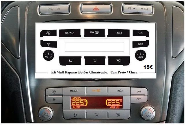 Kit Vinil Autocolante Botões Auto-Rádio Ford S-Max / Mondeo / KA