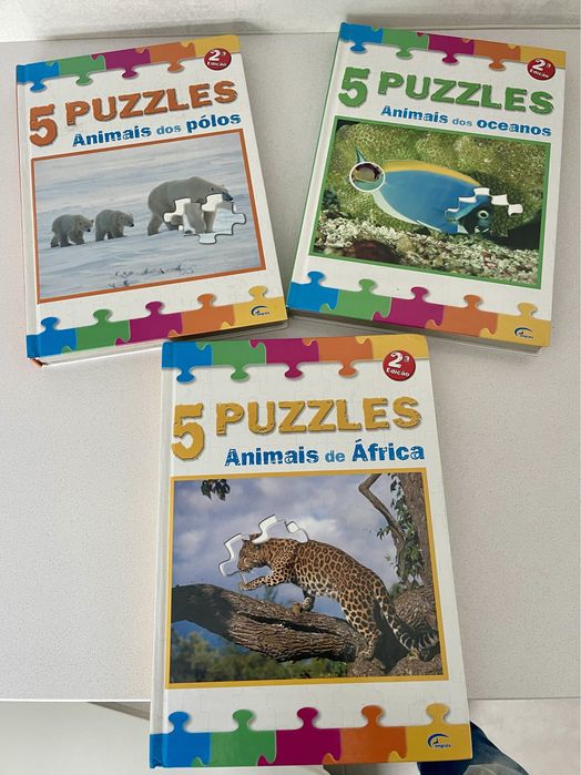 3 livros - 5 puzzles Animais