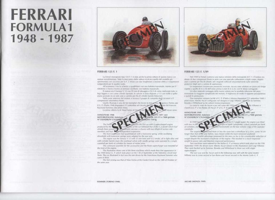 FERRARI 40 Anos de Formula1, Coleção de 40 Litografias Autenticada
