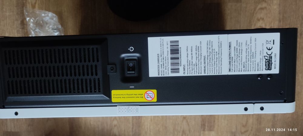 Гибридный инвертор Ecgsolax 24v 4200kw MPPT+ WiFi(Очікується)