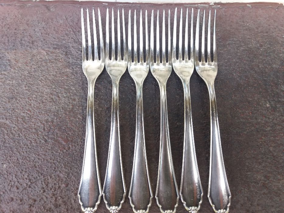 Komplet 6 przepieknych platerowanych secesyjnych sztućców