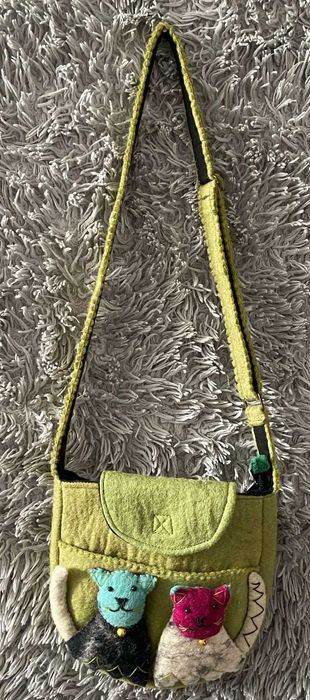 Torebka dla dziewczynki, oryginalna, ciekawa, kotki, zielona