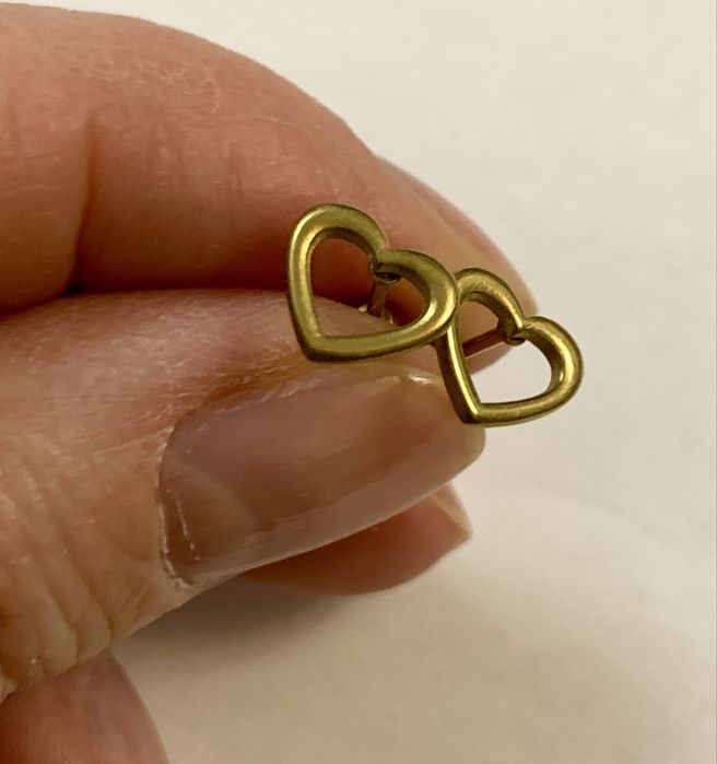 Kolczyki damskie stal serce heart walentynki w kolorze złota