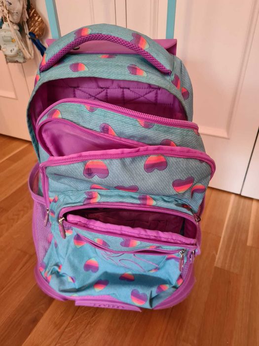 Totto - Mochila escolar com rodas Resma Multicolor Corações