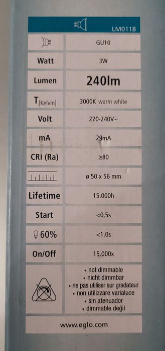 EGLO Candeeiro BUZZ-LED - 2 Focos - 2X GUI10 3W