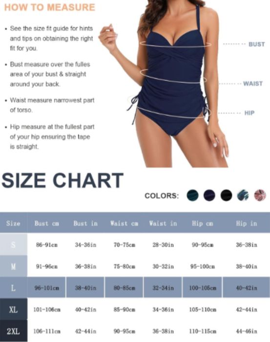 CheChury Damski tankini, seksowny zestaw, push up, wysoka talia