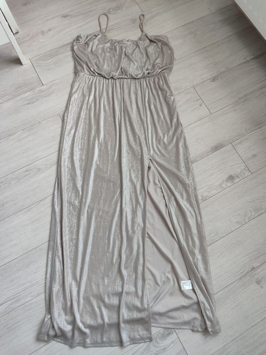 Sukienka maxi srebrna r 42 wesele sylwester studniówka