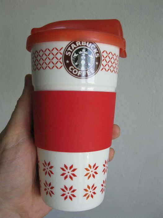Керамический термостакан / стакан для кофе Starbucks с крышкой