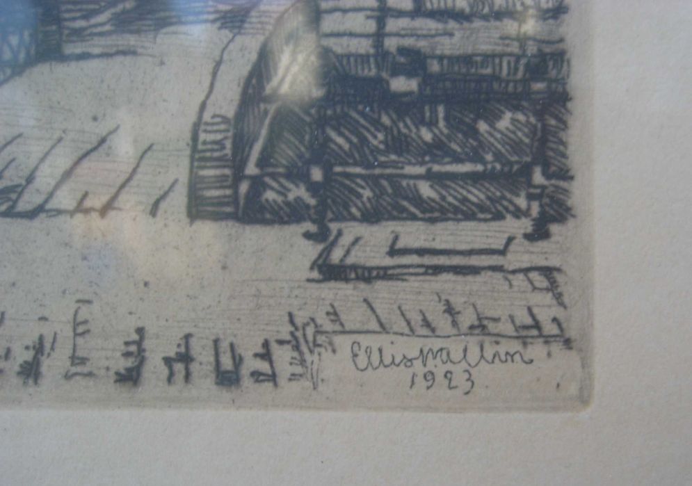 Litografia Ellis Wallin 1923 r. Oryginał Miedzioryt