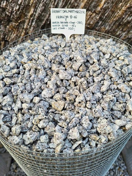 Grys granit dalmatyńczyk 8-16, 16-22. Kamienie ogrodowe dekor. ozdobne