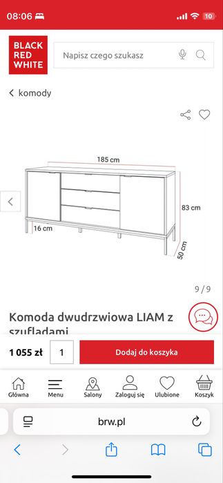 Komoda dwudrzwiowa LIAM z szufladami