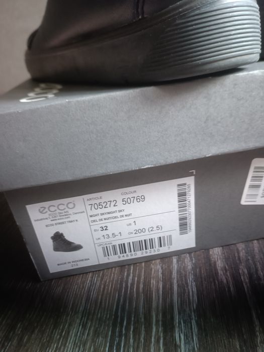 ботінки черевички чобітки ecco  32(13,5) 19.5-20 см шкіряні