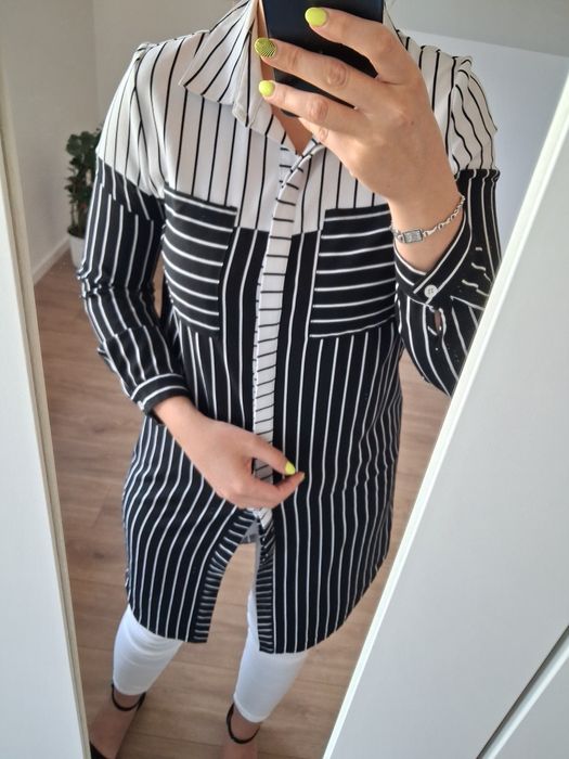 Długa koszula elegancka tunika do pracy biura itp