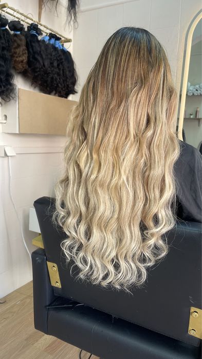 Extensoes de cabelo humano loiro