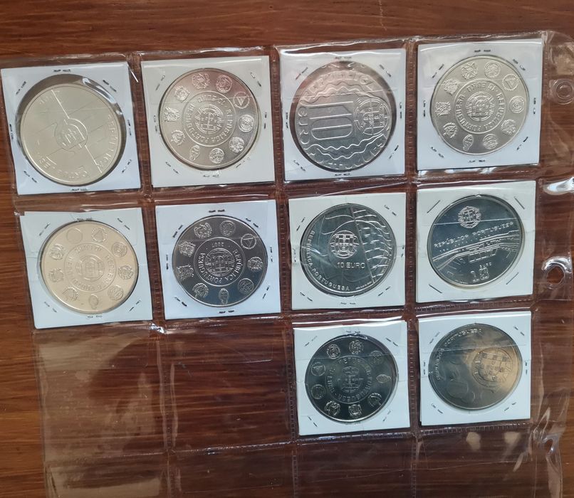 Conjunto das  10 moedas  (8 de prata 500º) Portugal  2003 a 2012