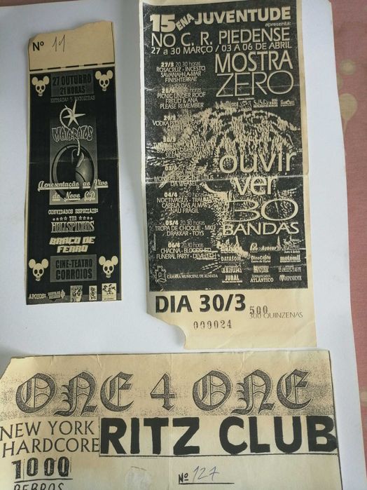 bilhetes de bandas colecionadores