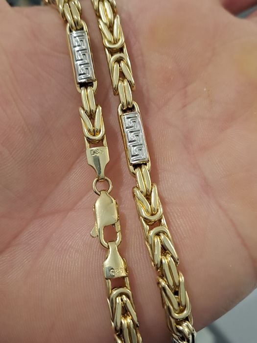 Złoty łańcuszek splot Królewski Grek Pr.585 Nowy 60 cm Dmuchany