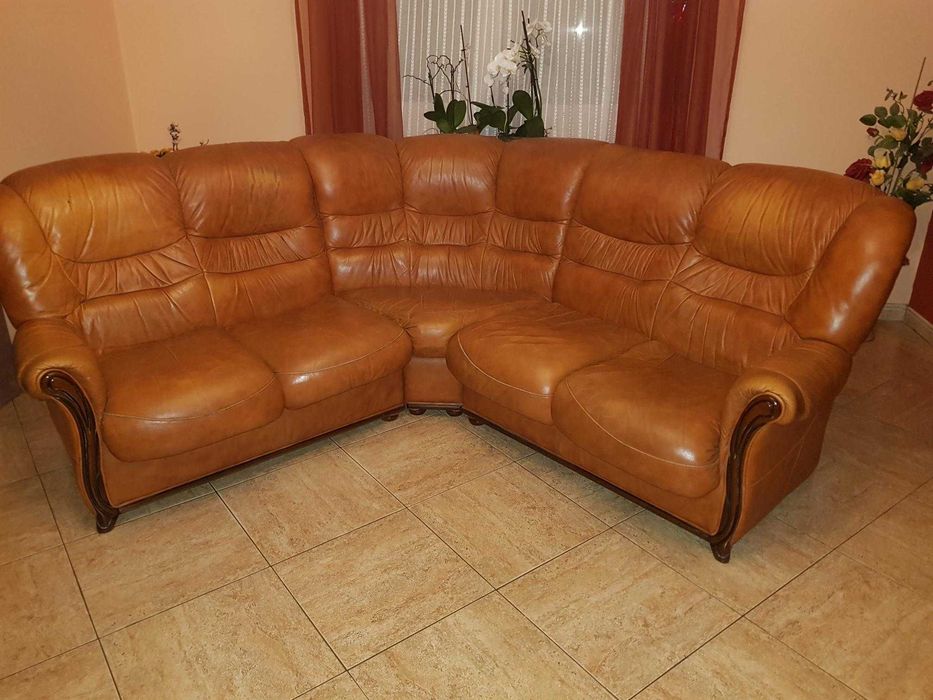 sofa-canape de cabedal 5 lugares