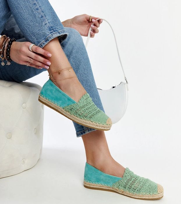 Miętowe ażurowe espadryle Gordana