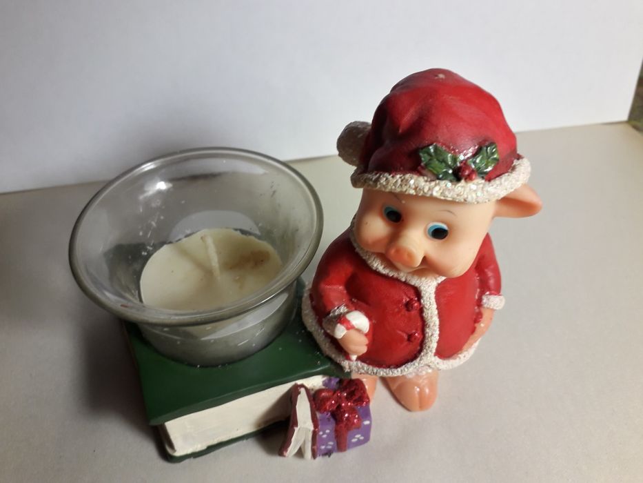 Новогодняя свеча подсвечник елочная игрушка кабанчик