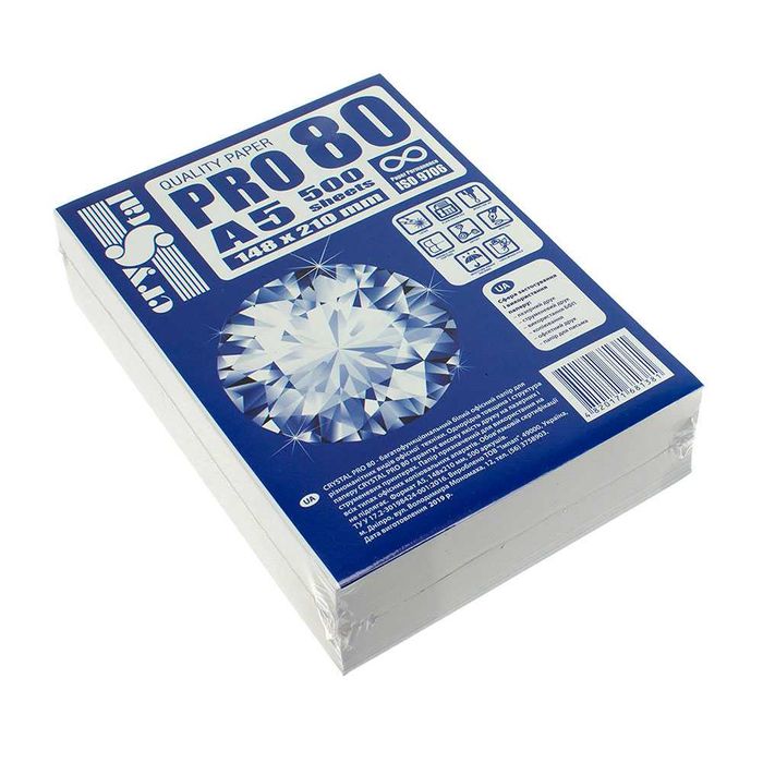Папір офісний Crystal A5 80 г/м СRYSTAL PRO білий...