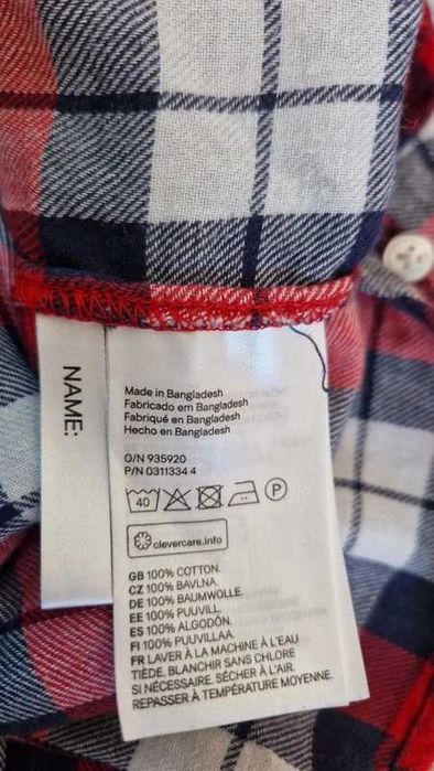 Czerwona koszula w kratę damska H&M XS/34 bawełna