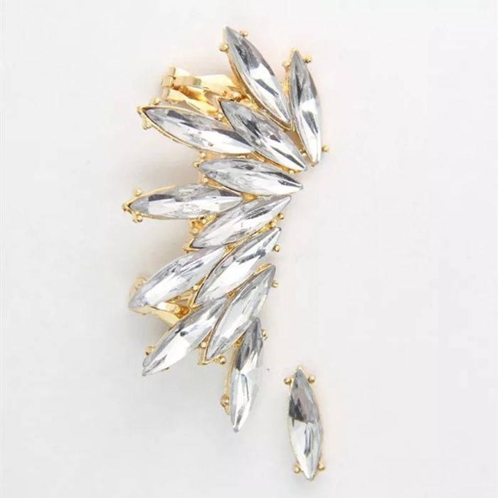 Элегантный кафф клипс на ухо кристаллы серьга Earcuff Клип каф серьги