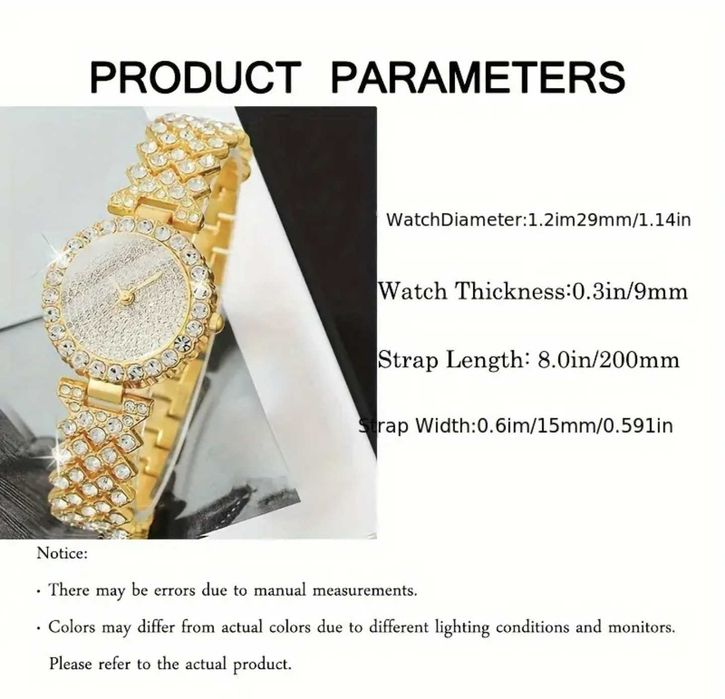 Damski luksusowy zegarek kwarcowy ze strasami ze stali nierdzewnej